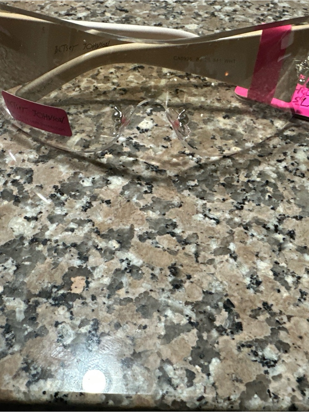 Betsey Johnson Beige Temples with Hot Pink Accent Tips Eyewear